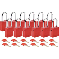 Cadenas de s&eacute;curit&eacute;, Cadenas de s&eacute;curit&eacute;, Cl&eacute;s diff&eacute;rentes, Aluminium, Largeur de 1-1/2" Chandler Sales