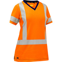 Chemise &agrave; manches courtes et X au dos Bisley pour femmes, Poly-coton, Petit, Orange haute visibilit&eacute; Chandler Sales