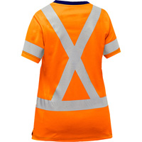 Chemise &agrave; manches courtes et X au dos Bisley pour femmes, Poly-coton, Petit, Orange haute visibilit&eacute; Chandler Sales