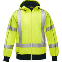 Coton ouat&eacute; doubl&eacute; de sherpa avec capuchon &agrave; fermeture &eacute;clair compl&egrave;te et X au dos Bisley, Petit, Jaune lime haute visibilit&eacute; Chandler Sales