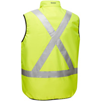 Bisley&reg; X-Back Reversible Puffer Vest, High Visibility Lime-Yellow, Small, Polyester Chandler Sales