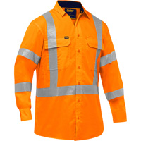 Chemise de travail &agrave; manches longues et X au dos Bisley avec X-Airflow, Poly-coton, Petit, Orange haute visibilit&eacute; Chandler Sales