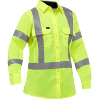 Chemise de travail &agrave; manches longues et X au dos Bisley avec X-Airflow pour femmes, Poly-coton, Petit, Jaune lime haute visibilit&eacute; Chandler Sales