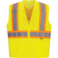 Contrast-Striped Safety Vest, High Visibility Lime-Yellow, Small, Polyester Chandler Sales