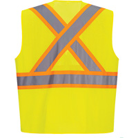 Contrast-Striped Safety Vest, High Visibility Lime-Yellow, Small, Polyester Chandler Sales