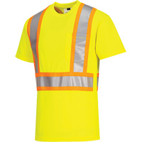 T-shirt de s&eacute;curit&eacute; &agrave; bandes contrastantes, Polyester, Petit, Jaune lime haute visibilit&eacute; Chandler Sales