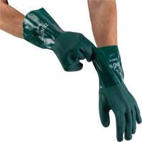 Double Dipped Green Gloves, 12" L, PVC, Cotton Jersey Inner Lining, 70-mil Chandler Sales