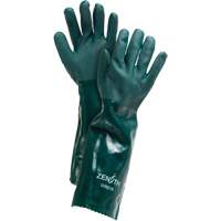 Double Dipped Green Gloves, 18" L, PVC, Cotton Jersey Inner Lining, 70-mil Chandler Sales