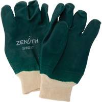 Double Dipped Green Gloves, 10" L, PVC, Cotton Jersey Inner Lining, 70-mil Chandler Sales