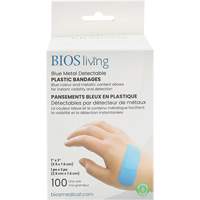 Blue Water-Resistant Bandages, Rectangular/Square, 3", Plastic Metal Detectable, Sterile Chandler Sales