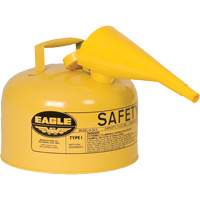 Safety Can for Diesel with Funnel, Type I, Galvanized Steel, 2.5 US gal., Yellow, FM Approved/UL/ULC Listed Chandler Sales