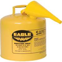 Safety Can for Diesel with Funnel, Type I, Galvanized Steel, 5 US gal., Yellow, FM Approved/UL/ULC Listed Chandler Sales