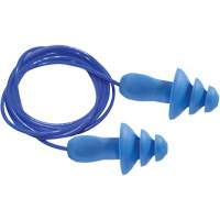 Bouchons d'oreilles r&eacute;utilisables bleus 100 % d&eacute;tectables par m&eacute;tal SEALTEC TipGrip, Avec cordon, Taille unique, Vrac - Boîte, NRR dB 26 dB Chandler Sales