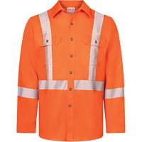 Chemise de travail haute visibilit&eacute; &agrave; bandes segment&eacute;es 7 oz de luxe Avenger, Style 652, Hommes, Petit, Orange Chandler Sales