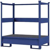2-Drum Blue Transport Spill Containment Pallet with Side Rails, 66 US gal. Spill Capacity, 55" x 34" x 58" Chandler Sales