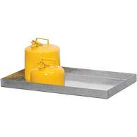 Galvanized Steel Spill Containment Tray, 48" L x 18" W x 3" H, 11 US gal. Spill Capacity Chandler Sales