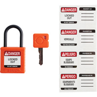 Velocity Compact Safety Lockout Padlocks, Orange, Keyed Alike, Nylon, 1-1/4" Width Chandler Sales