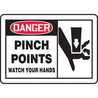 "Pinch Points" Sign, 7" x 10", Plastic, English with Pictogram Chandler Sales