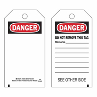 Self-Laminating Safety Tags, Polyester, 3" W x 5-3/4" H, English Chandler Sales