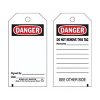 Accident Prevention Tags, Polyester, 3" W x 5-3/4" H, English Chandler Sales