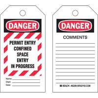 "Confined Space" Tags, Polyester, 3" W x 5-3/4" H, English Chandler Sales