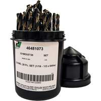 Mechanics Length Jobber Drill 135° - 1/16" to 1/2" by 1/64", 29 Pieces, High Speed Steel Chandler Sales