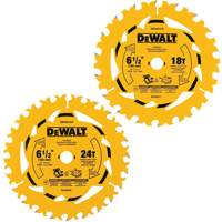 Assortiment de lames de scie circulaire, 6-1/2", 18/24 dents, Pour Bois Chandler Sales