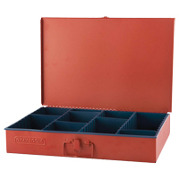Compartment Box With 12 Adjustable Compartments, 12" D x 18" W x 3" H, Red Chandler Sales