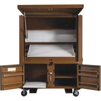 Coffre de chantier et surface de travail sur le terrain, 33" la x 63" p x 80" h, Acier, Rouge Chandler Sales