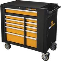 Powered Tool Cart, 11 Drawers, 42-1/2" W x 24-7/16" D x 41" H, Black/Orange Chandler Sales