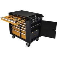 Powered Tool Cart, 11 Drawers, 42-1/2" W x 24-7/16" D x 41" H, Black/Orange Chandler Sales