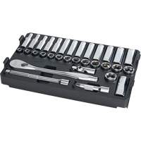Cl&eacute; &agrave; cliquet et jeu de douilles avec organisateur compact &agrave; profil bas Packout, 32 Mcx, Prise de 3/8", Profond Chandler Sales