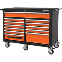 Roller Cabinet, 12 Drawers, 53" W x 24" D x 41" H, Black/Orange Chandler Sales