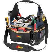 Molded Base Electrical/HVAC Tool Carrier, Ballistic Polyester, 20 Pockets, Black/Blue Chandler Sales