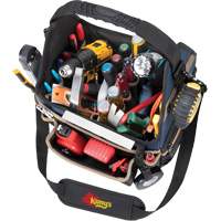 Molded Base Electrical/HVAC Tool Carrier, Ballistic Polyester, 20 Pockets, Black/Blue Chandler Sales