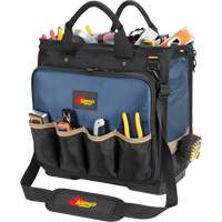 Molded Base Multi-Compartment Technician's Tool Bag, Ballistic Polyester, 54 Pockets, Black/Blue Chandler Sales