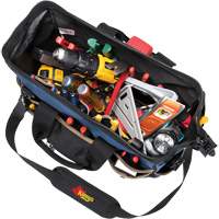 Molded Base Big-Mouth Tote Tool Bag, Ballistic Polyester, 23 Pockets, Black/Blue Chandler Sales