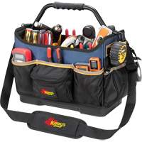 Molded Base Open-Top Tool Box, Ballistic Polyester, 17 Pockets, Black/Blue Chandler Sales