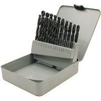 Coffret de forets en oxyde noir JET-KUT, 29 morceaux, Acier rapide Chandler Sales