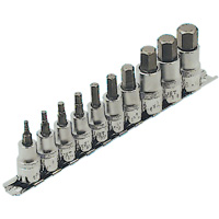 HSW3812-10 SAE Bit Socket Set, Hex, 1/2"/3/8" Drive, 10 Pcs Chandler Sales
