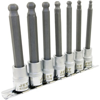 LHSW-3807M Metric 4" Long Ball Nose Socket Set, Hex Ball, 3/8" Drive, 7 Pcs Chandler Sales
