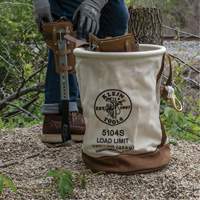 Leather-Bottom Bucket, 17" H, Canvas, White Chandler Sales