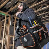 Tradesman Pro Tool Tote, Ballistic Nylon, 40 Pockets, Black/Orange Chandler Sales