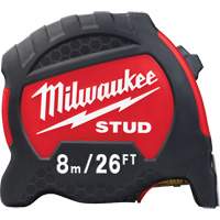 Stud Tape Measure, 1-5/16"/33 mm x 26'/8 m, Imperial & Metric Graduations Chandler Sales