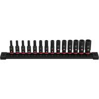 Jeu de douilles m&eacute;triques &agrave; 6 pans Shockwave Impact Duty, 14 Mcx, Chocs, Prise de 1/4", Profond Chandler Sales