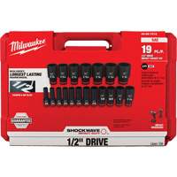 Jeu de douilles SAE &agrave; 6 pans Shockwave Impact Duty, 19 Mcx, Chocs, Prise de 1/2", Profond Chandler Sales