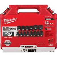 Jeu de douilles m&eacute;triques &agrave; 6 pans Shockwave Impact Duty, 14 Mcx, Chocs, Prise de 1/2" Chandler Sales
