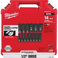 Jeu de douilles m&eacute;triques &agrave; 6 pans Shockwave Impact Duty, 14 Mcx, Chocs, Prise de 1/2", Profond Chandler Sales
