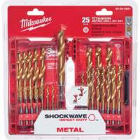 Shockwave Red Helix Metric Drill Bit Set, 25 Pieces, Titanium Chandler Sales