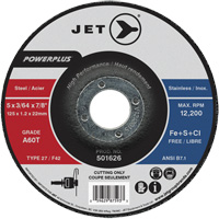 A60T PowerPlus Cut-Off Wheel, 5" x 3/64", 7/8" Arbor, Type 27, 12200 RPM Chandler Sales